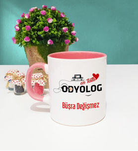 Mesajlı Odyolog Tasarımlı Kişiye Özel Odyolog Kupa Bardak Pembe
