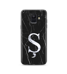 Samsung A6 (2018) Siyah Mermer Harf Tasarımlı Telefon Kılıfı Ş-Harfi 