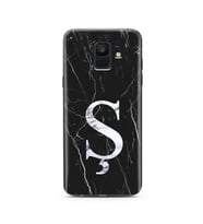 Samsung A6 (2018) Siyah Mermer Harf Tasarımlı Telefon Kılıfı Ş-Harfi 