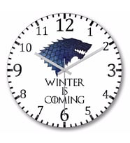 Stark Logo  Game of Thrones Duvar Saati Bombeli Gercek Cam