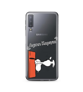 Snoopy Tasarımlı Süper Şeffaf Silikon Telefon Kılıfı Samsung A7 (2018)