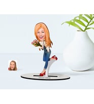 BK Gift Kişiye Özel Kadın Karikatürlü Ahşap Biblo Model-13 (Beyaz)