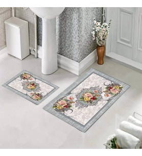 Banyo Halısı Ikili Klozet Takımı Kaymaz Tabanlı (60 xm x 100 cm + 40 cm x 60 cm) 