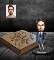Kişiye Özel İş Adamı Karikatürlü Ahşap Biblo Kutulu Bay-9