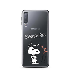 Snoopy Tasarımlı Süper Şeffaf Silikon Telefon Kılıfı Samsung A7 (2018)