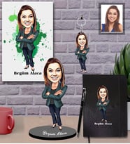 Kişiye Özel İş Kadını Karikatürlü 5 li Hediye Seti Bayan-25