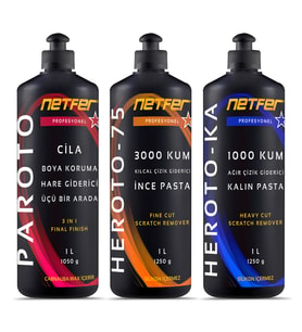 Netfer 3'lü İnce Kalın Pasta Cila Set - 3x1 L