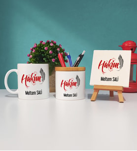 Hakim Kupa Bardak Kalemlik ve Dekoratif Taş Baskı Seti