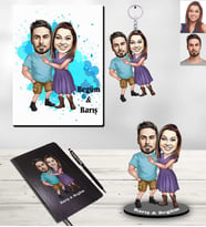 Kişiye Özel Sevgili Karikatürlü 5 li Hediye Seti Model 1