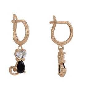 Söğütlü Silver onix ve zirkon taşlı kedi küpe