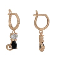 Söğütlü Silver onix ve zirkon taşlı kedi küpe