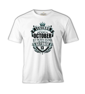 Legends Born on October - Beat Beyaz Erkek Tshirt