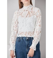 Ajurlu Dantel Bluz - Beyaz