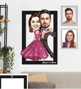 Kişiye Özel Sevgili Karikatürlü 3D Ahşap Tablo 30x47 Model 11