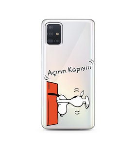 Snoopy Tasarımlı Süper Şeffaf Silikon Telefon Kılıfı Samsung A51