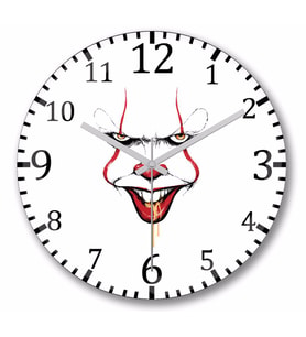 Pennywise Clown  Spittle Duvar Saati Bombeli Gercek Cam