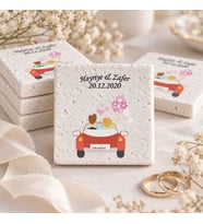 Kişiye Özel Doğal Taş Nikah Şekeri Magnet 5x5cm 30 Adet