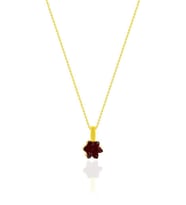 Gümüş Kolye Lotus Çiçeği Yaldızlı Yakut Taşlı Gümüş Bayan Kolyesi UC-443 (Kırmızı)