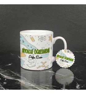 Biyoloji Öğretmenine Hediye Kupa Bardak ve Anahtarlık Set 001
