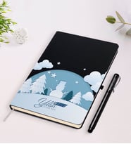 BK Gift Kişiye Özel İsimli Yılbaşı Mutlu Yıllar Siyah Defter ve Kalem Hediye Seti-22 (Model 1)
