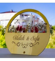 Gold Pleksi Kırmızı Beyaz Söz Nişan Düğün İsimlik