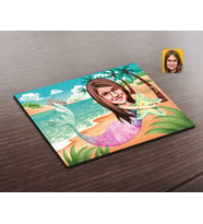BK Gift Kişiye Özel Deniz Kızı Karikatürlü Ahşap Puzzle-1