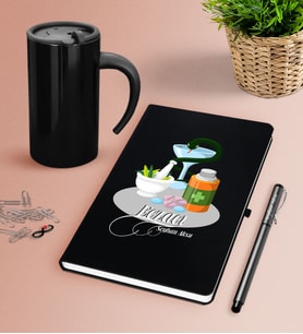 BK Gift Kişiye Özel Eczacı Siyah Defter Kalem Termos Mug Seti-6 (Model 1)