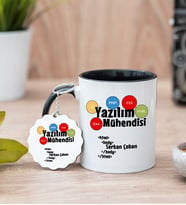 Yazılım Mühendisi Siyah Kupa Bardak Ve Anahtarlık Set