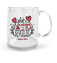 BK Gift Kişiye Özel Yılın En Mükemmel Sevgilisi Cam Kupa Bardak