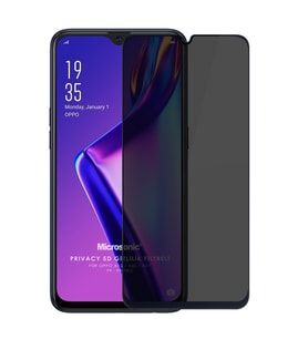 Microsonic Oppo AX7 Privacy 5D Gizlilik Filtreli Cam Ekran Koruyucu Siyah