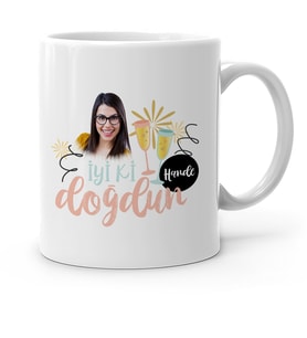 BK Gift Kişiye Özel Fotoğraflı İyi Ki Doğdun Beyaz Kupa Bardak  2