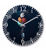 Astronaut Balonlu Duvar Saati Bombeli Gercek Cam