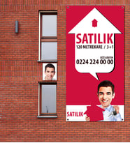 BK Gift Kişiye Özel Karikatür Satılık  Kiralık Afiş Branda 1 Metre X 2 Metre Model 2