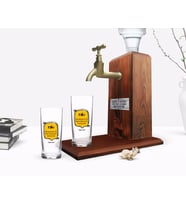 BK Gift Kişiye Özel Renkli Baskılı Adabı Vardır Rakını Tasarımlı İkili Rakı Bardağı ve Ahşap Rakı Standı Hediye Seti (Model 1)