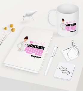 BK Gift Kişiye Özel Doktor Anne Beyaz Defter Kalem Kupa Ayna Seti (Model 1)