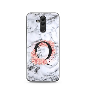 Mermer Çiçekli Harf Tasarım Süper Şeffaf Silikon Telefon Kılıfı Huawei Mate 20 L