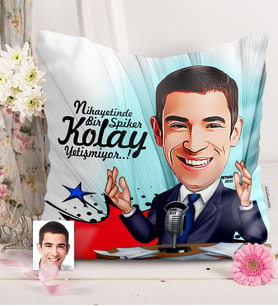 BK Gift Kişiye Özel Bay Sunucu Karikatürlü  Yastık  1