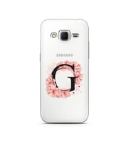 Pembe Çiçekli Harf Tasarım Süper Şeffaf Silikon Telefon Kılıfı Samsung Core Prim