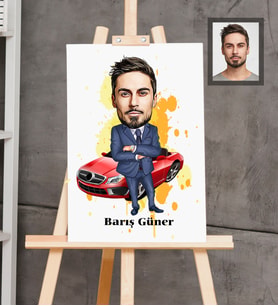 Kişiye Özel İş Adamı Karikatürlü  Ahşap Tablo 30x47 Bay-15