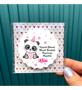 AMBALAJLI Magnet Hediyelik -Sevimli Panda Tasarım - Kız Çocuk Doğum Günü, Hoşgeldin Bebek Hatırası