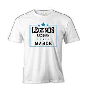 Legends Born in March Beyaz Erkek Tshirt