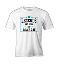Legends Born in March Beyaz Erkek Tshirt
