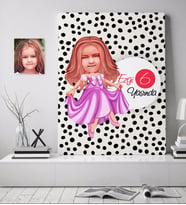 BK Gift Kişiye Özel Kız Çocuk Yaş Karikatürlü Kanvas Tablo 70x100cm-17