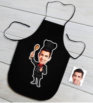 BK Gift Kişiye Özel Bay Chef Karikatürlü Siyah Mutfak Önlüğü-3
