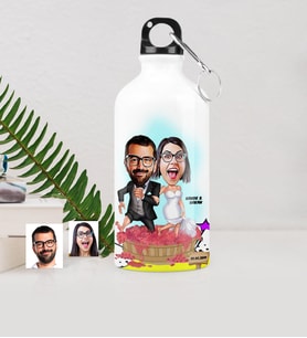 BK Gift Kişiye Özel Gelin Damat Karikatürlü Metal Suluk 500 Ml  10