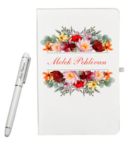 Kişiye Özel Hazırlanmış Hediye Beyaz Defter ve Beyaz Roller Kalem Seti