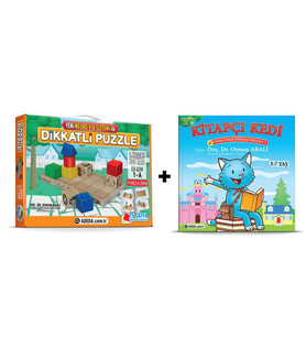 Adeda Dikkatli Puzzle 1. Kademe 2-7 Yaş İlk Adım + Kitap Kedi