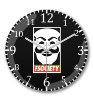 Fsociety1 Duvar Saati Bombeli Gercek Cam