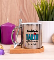 Tarih Öğretmeni Ahşap Altlıklı Silver Kupa Bardak