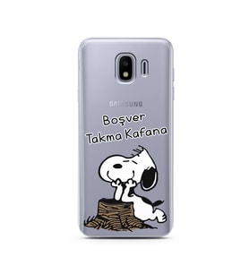 Snoopy Tasarımlı Süper Şeffaf Silikon Telefon Kılıfı Samsung J4